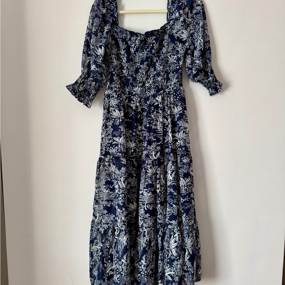 Baltic Born Blue Puff Sleeve Midi Dress